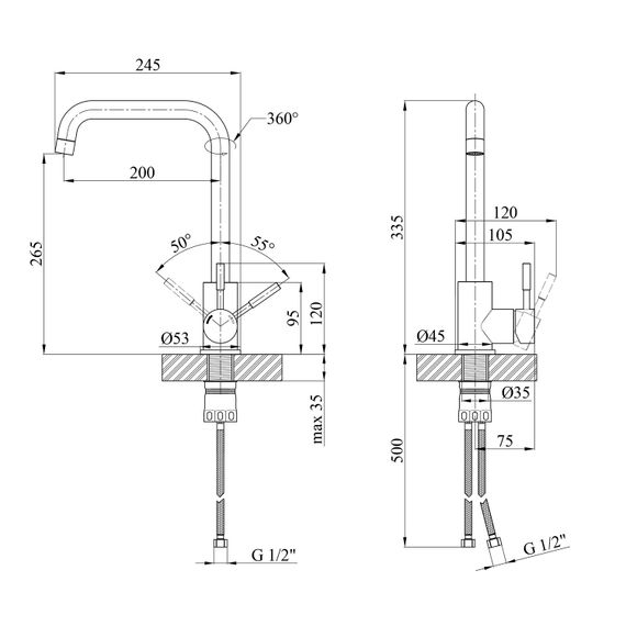 Змішувач для кухні Kroner KRM Edelstahl Klassisch - ESG037 (CV023001) | Зображення 1