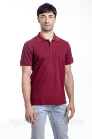 Футболка чоловіча ПОЛО — Бордовий із манжетом із МІКРОЛАКОСТИ XXL