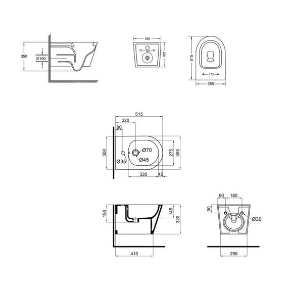 Комплект Qtap Swan 2 в 1: унітаз підвісний Rimless + біде підвісне | Зображення 1