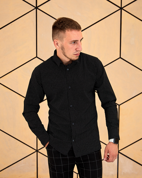 Рубашка классическая черный горох S XL | Зображення 5