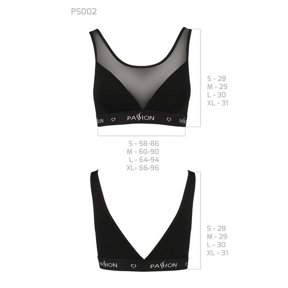 Топ з прозорою вставкою Passion PS002 TOP XL, black | Зображення 5
