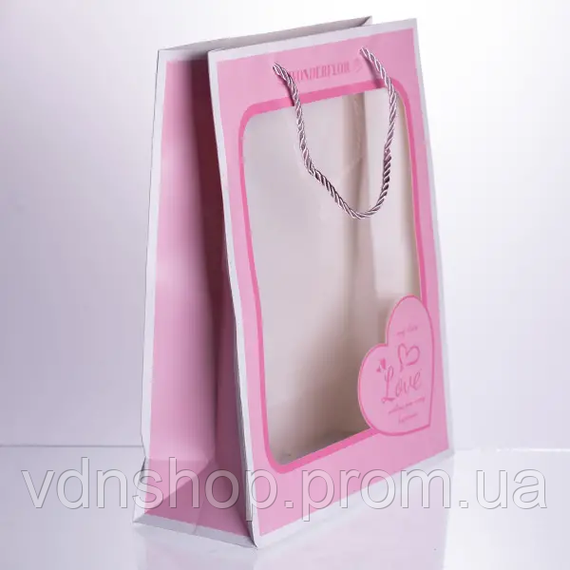 Набор подарочных пакетов из бумаги Love с окошком 12 шт 26×10×32 см HP-10359-18 | Зображення 9