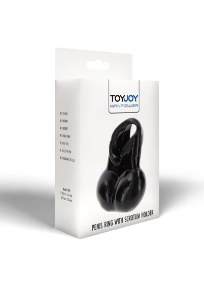 Кільце для пеніса з тримачем для мошонки Toy Joy Manpower чорне Sex Aura | Зображення 5