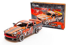 Конструктор Puz-00641 "Muscle Car" дерев'яний, 162 дет., червоний колір, розмір моделі 24х9х7 см PuzzleOk
