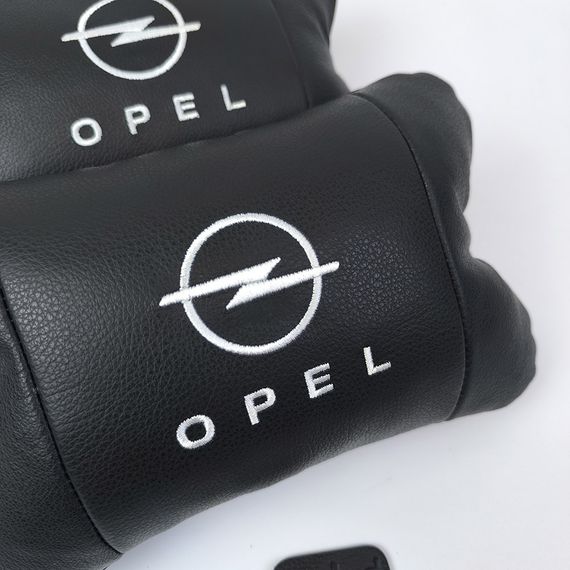 Набір автомобільних подушок 2шт для Opel, натуральна шкіра, стильні чорні підголівники Опель для авто | Зображення 9