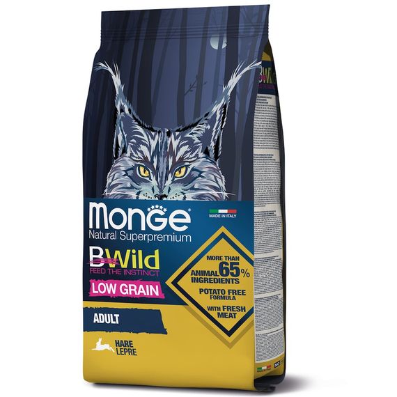 Корм Monge BWild Low Grain Cat Lepre сухий із зайчатиною для дорослих котів 1.5 кг
