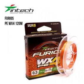Шнур плетенный рыболовный Intech Интеч FURIOS PE WX4 120m 0.4 6lb / 2.72kg
