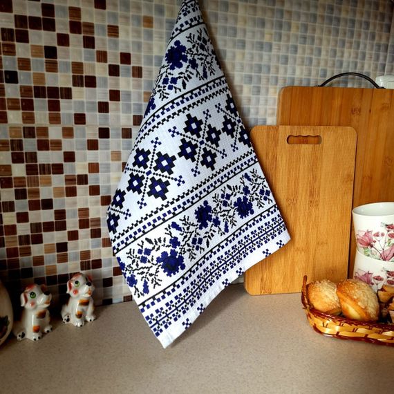 Кухонний рушник Emily Традиції вафельний 46х60 см синій (94280371)