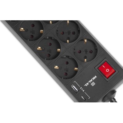 Сетевой фильтр питания REAL-EL RS-PROTECT 805 3m, black (EL122300043) | Зображення 8
