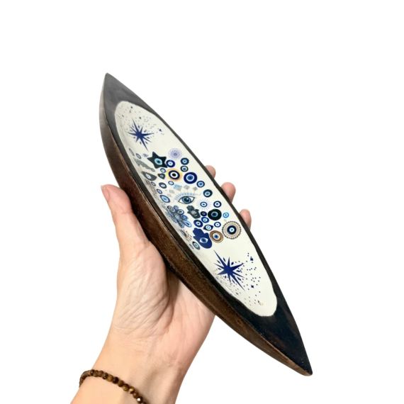 Емалевa підставка під пахощі з мангового дерева Око Назар 29,5×7,5×2,5 см ZEN Aroma 5056368352591 | Зображення 2