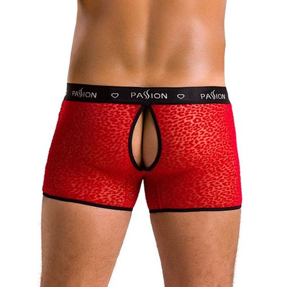 Чоловічі прозорі боксери Passion 046 SHORT PARKER S/M Red, сітка, під леопард | Зображення 1