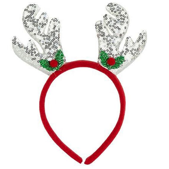 Ободок новогодний "Оленьи рожки" 2511(Silver) 16,5х14,5 см
