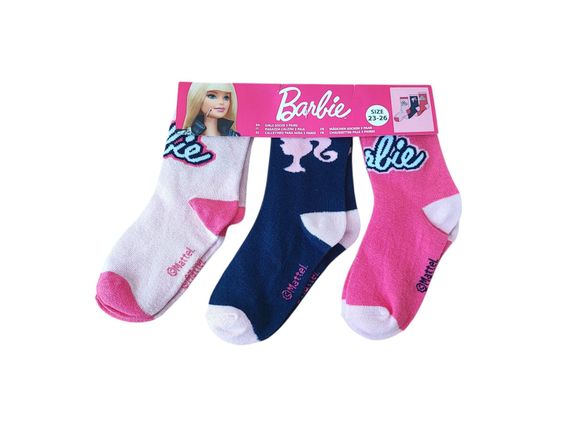 Набір дитячих шкарпеток для дівчинки (3 пари) Barbie 23-26 Різнобарвний (25060712)