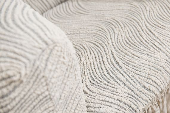 Жакардовий чохол на кутовий диван Volna з спідницею Ванільний | Зображення 2