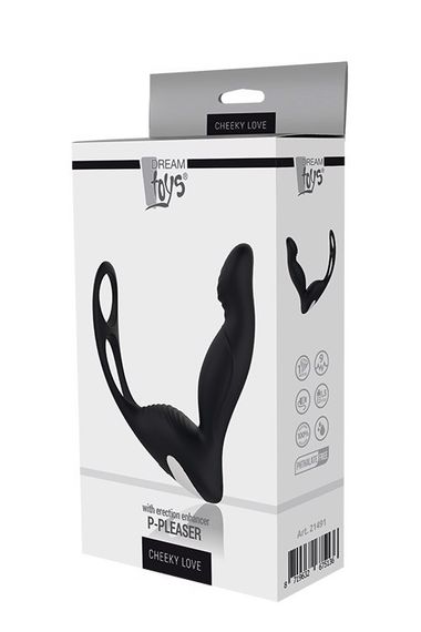 Масажер простати з вібрацією Dream Toys Cheeky Love P-Pleaser з кільцем для пеніса та яєчок, чорний Sex Aura | Зображення 2