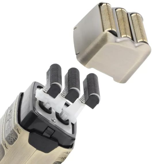 Електробритва шейвер VGR V-335 від USB, з LED-дисплеєм, Золотистий/Професійна бритва з трьома ножовими блоками | Зображення 7