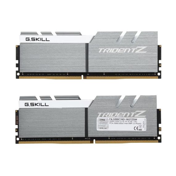 Модуль пам'яті для комп'ютера DDR4 16GB (2x8GB) 3200 MHz Trident Z Silver H/ White G.Skill (F4-3200C16D-16GTZSW) | Зображення 1