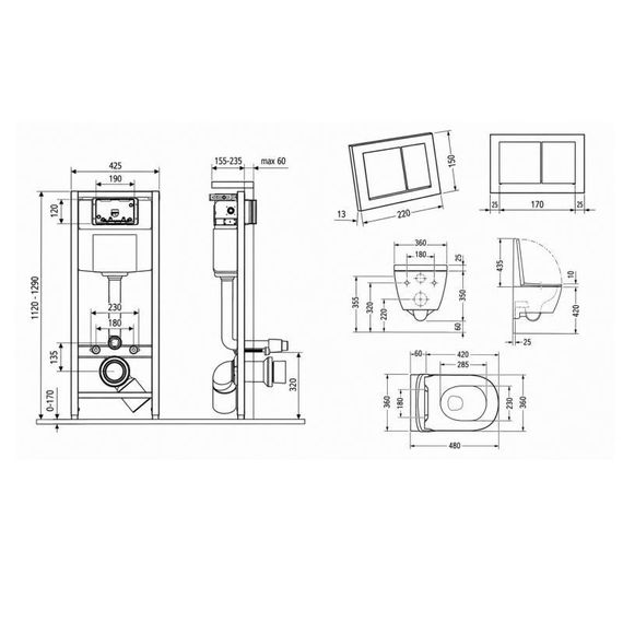 Готове рішення Qtap для ванної кімнати: підвісний унітаз Swan Ultra Quiet 485x360x320 + комплект інсталяції Nest 4 в 1 (квадратна | Зображення 1