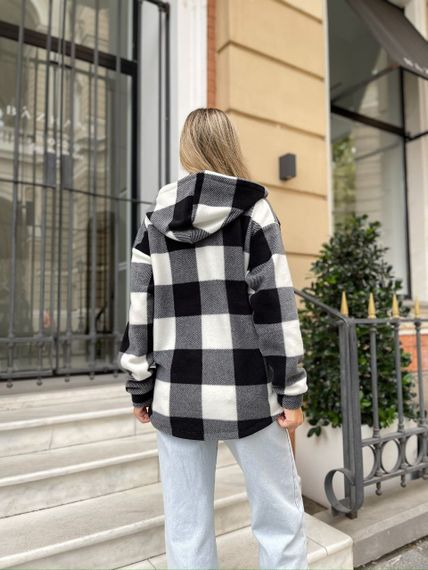 Женская теплая флисовая рубашка в клетку ALI302 цвет черный, размер 52/54 | Зображення 4