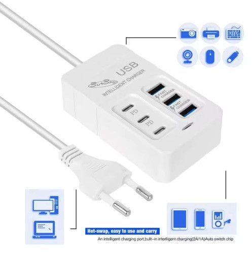 Адаптер блок питания USB на 6 портов зарядное устройство 3а 5 вольт 35W | Зображення 2