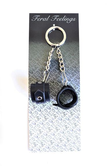 Брелок из натуральной кожи Feral Feelings Наручники, Черный | Зображення 1
