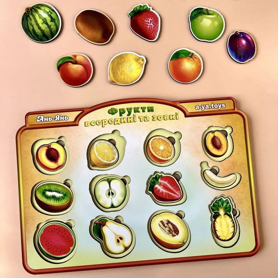 Дерев'яний пазл-вкладиш "Фрукти у розрізі" Ubumblebees (ПСД136) PSD136 сортер | Зображення 2