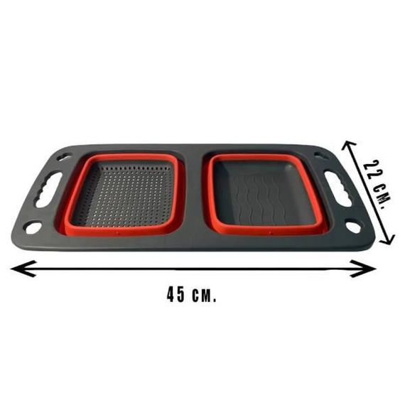 Дошка-друшляк силіконова складана для овочів та фруктів Червона