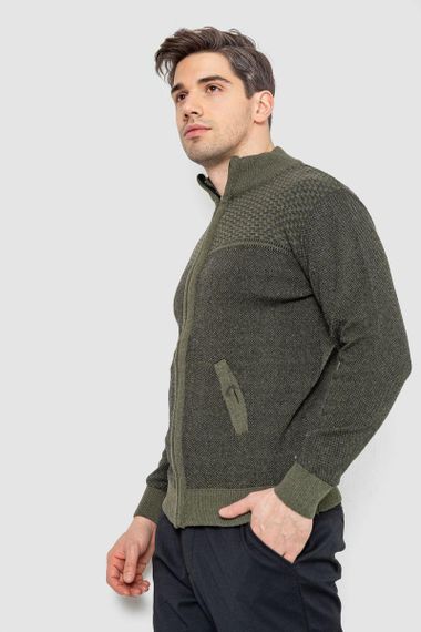 Кофта чоловіча на блискавці з кишенями, колір хакі, 161R1009 | Зображення 2