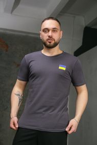 Футболка чоловіча з прапором на грудях Intruder темно-сіра (9241347523)