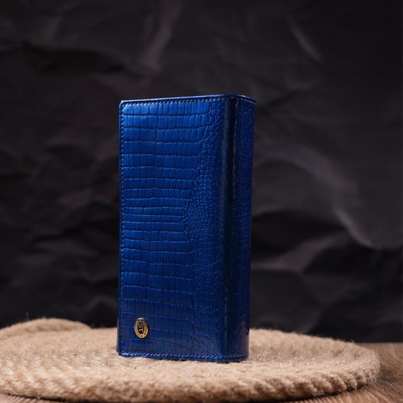 Стильный женский кошелек из лакированной кожи с визитницей ST Leather 19404 Синий | Зображення 6