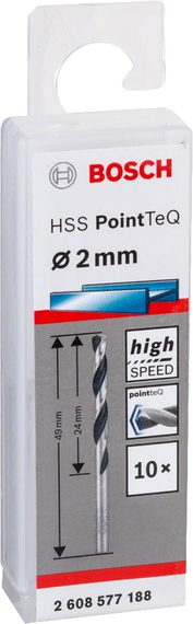 Свердло по металу Bosch HSS-PointTeQ, 2х24х49мм, 10шт (2.608.577.188) | Зображення 6