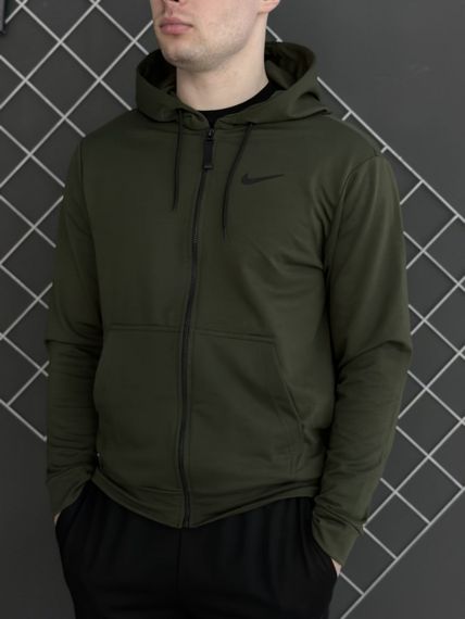 Комплект 3 в 1 Демісезонний спортивний костюм Nike кофта на змійці хакі + чорні штани (двонитка) + Футболка чорна Nike | Зображення 2