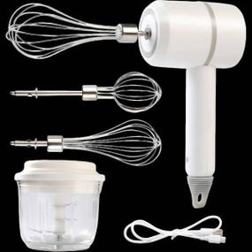 Миксер портативный электрический, венчик для яиц и измельчитель чеснока Белый