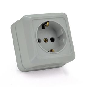 Розетка с заземлением внешнего монтажа O0028, White, Q16
