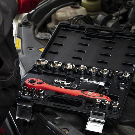 Набір інструментів, проф., 1/2", Cr-V, 21 од., головки: 10-32 мм, кейс INTERTOOL ET-6021 | Зображення 9