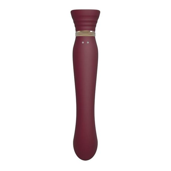 Смартвібратор 3в1 Zalo — Queen Wine Red, пульсівна перлина та вакуум, кристал Swarovski Sex Aura | Зображення 4