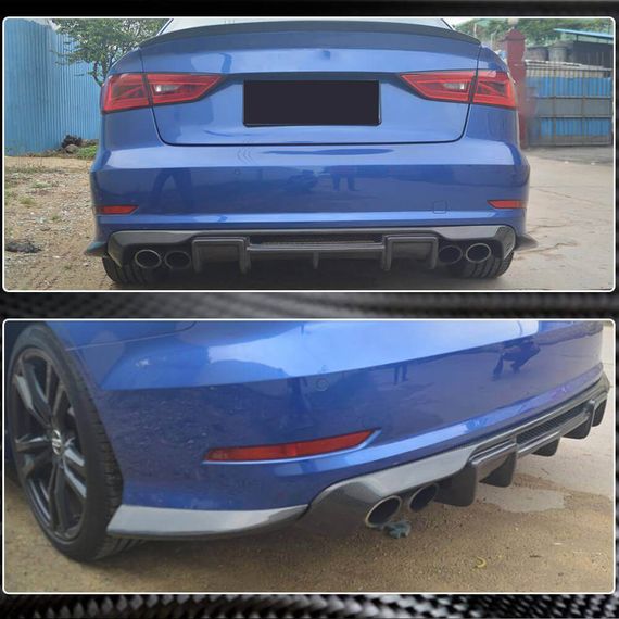 Накладки на задний бампер Flap (для S-Line SD 2012-2016, Карбон) для Ауди A3 | Зображення 2