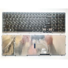 Клавиатура ноутбука Sony SVE15 (E15 Series) черная с серой рамкой UA (A43539)