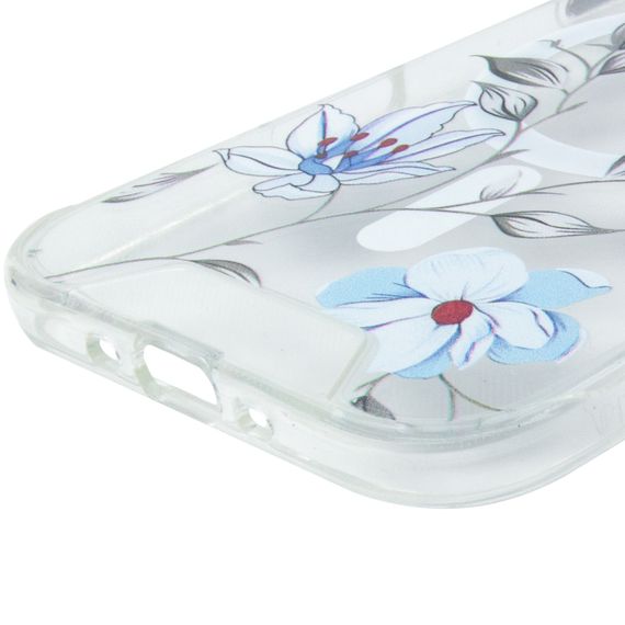 TPU+PC чохол Clear Garden with Magnetic Fit для Apple iPhone 17 Air (6.5") Blue Blossom | Зображення 4