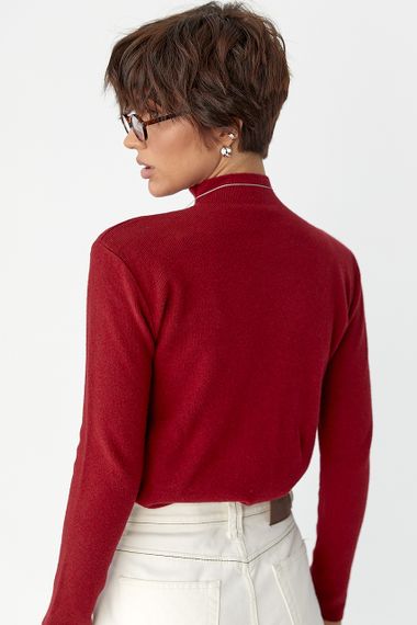 Базова трикотажна водолазка - червоний цвет, ONE SIZE (є розміри) | Зображення 1