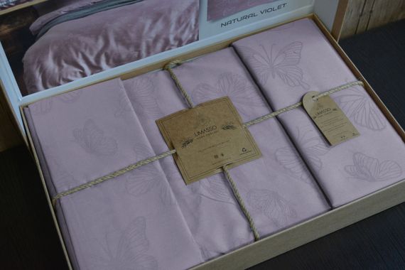Постільна білизна Limasso Jacquard Ranforse 200 х 220 см Kelebek Violet | Зображення 4