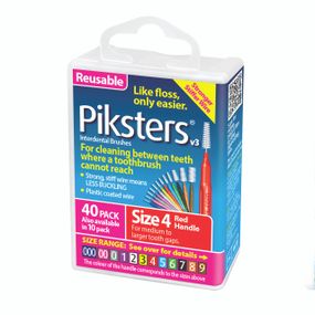 Йоржики міжзубні Piksters, червоні №4, розмір 0.9 мм, пластикова упаковка (40 шт)