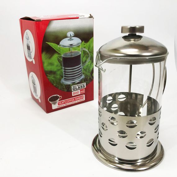 Заварник френч-прес Unique UN-1153 0.8 л, Стильний скляний чайник для заварювання, Заварник для трав | Зображення 2