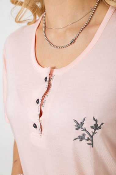 Пижама женская с принтом  -уценка, цвет персиковый, 243R7001-U | Зображення 4