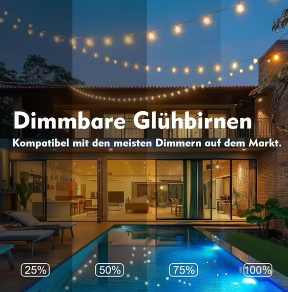 Світлодіодна гірлянда Yuusei Guinguette — 45,7 м, 75 ламп G40 + 2 запасні, водонепроникна, для вулиці та дому | Зображення 5