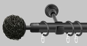 Чорний матовий Карниз для штор металевий, однорядний 19 мм (комплект) Мівіна 200 див.