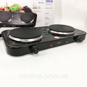 Електрична настільна плита, Настільна потужна електрична плита на 2 конфорки, Стильна електроплита ME-46