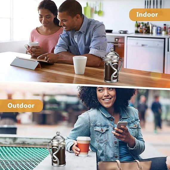 Френч прес із поршнем MeelioCafe French Press, 350 мл, 2 чашки, скляна кава-прес, | Зображення 6