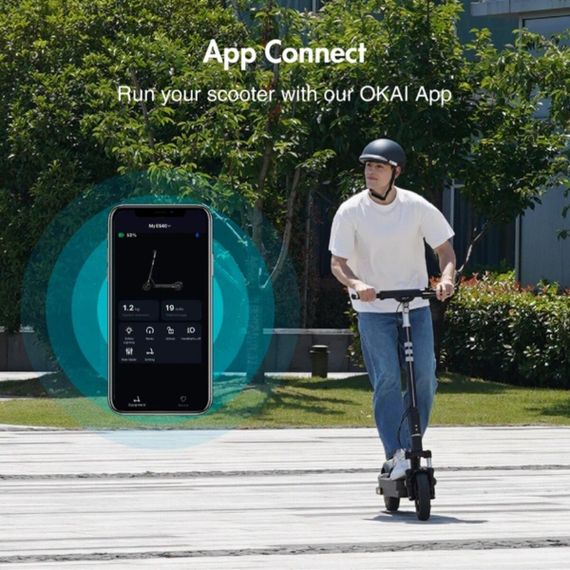 Електросамокат OKAI ES40-Black 10", 500(1000)W, 15.6Ah, 70km, 38km\h, 25%, NFC, App, 23kg | Зображення 6