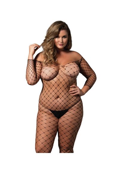 Бодістокінг Leg Avenue Off the shoulder bodystocking Black Queen Size